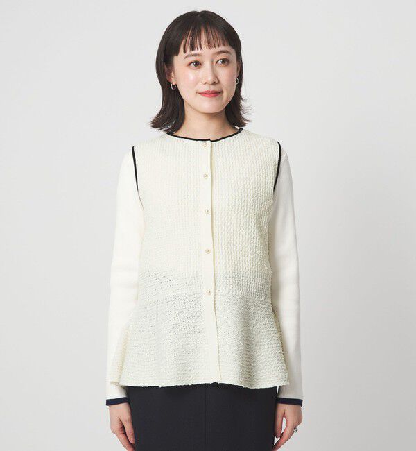 UNITED ARROWS green label relaxing「パイピング ペプラム ニット ジレ」|ベスト・ジレ|