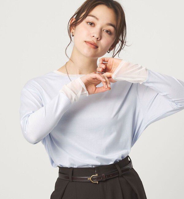 UNITED ARROWS green label relaxing「ソデ チュール プルオーバー カットソー」|Tシャツ・カットソー|LT.BLUE