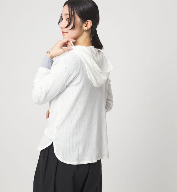 UNITED ARROWS green label relaxing「【WEB限定】＜at ease＞シアーテレコ フード ロングスリーブ カットソー」|Tシャツ・カットソー|WHITE