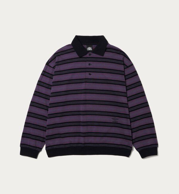 UNITED ARROWS green label relaxing「【別注】＜UMBRO＞ボーダー 長袖 ポロシャツ」|ポロシャツ|BLACK
