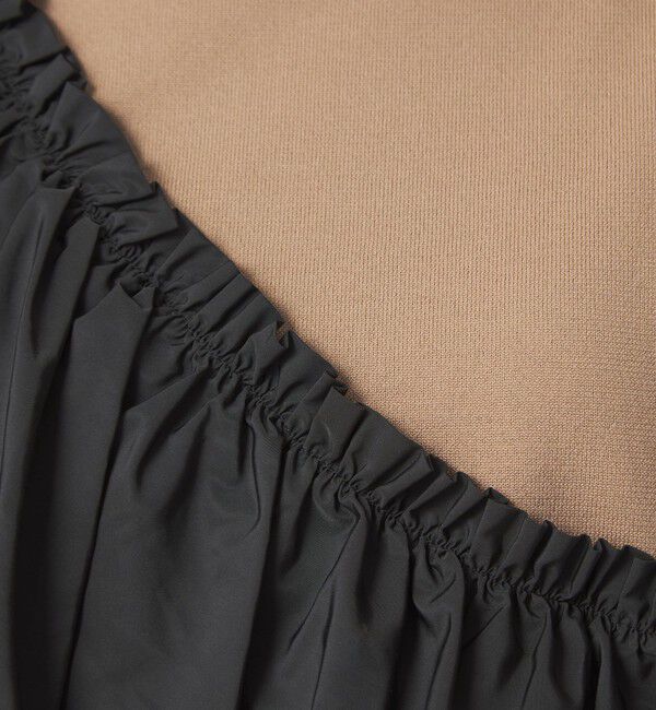 UNITED ARROWS green label relaxing「フリル ドッキング 5分袖 ニット プルオーバー ウォッシャブル」|ニット・セーター|