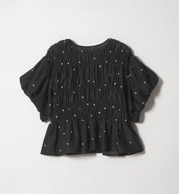EMMEL REFINES「＜EMMEL REFINES＞EM ハートシシュウ シャーリング ブラウス」|シャツ・ブラウス|BLACK