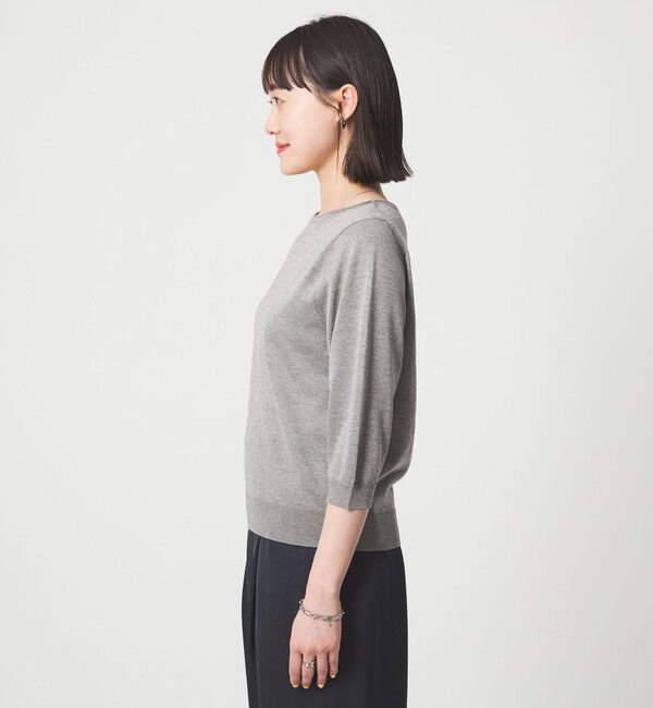 UNITED ARROWS green label relaxing「ラメ 6分袖 ニット プルオーバー」|ニット・セーター|