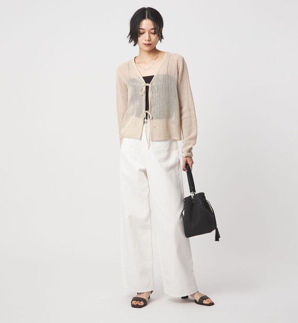 UNITED ARROWS green label relaxing「メッシュ リボン Vネック カーディガン」|カーディガン|