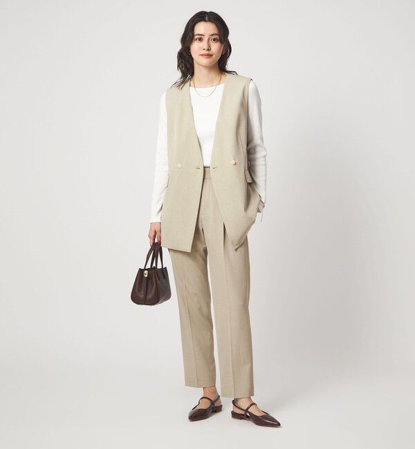 UNITED ARROWS green label relaxing「［size SHORTあり］サラフール ノーラペル ジレ ストレッチ UVカット」|ノーカラージャケット|