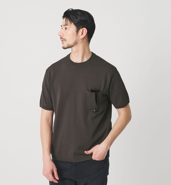 BEAUTY&YOUTH UNITED ARROWS「【WEB限定 WARDROBE SMART】マシーンウォッシュ 1ポケット ニット Tシャツ【抗菌防臭】」|Tシャツ・カットソー|
