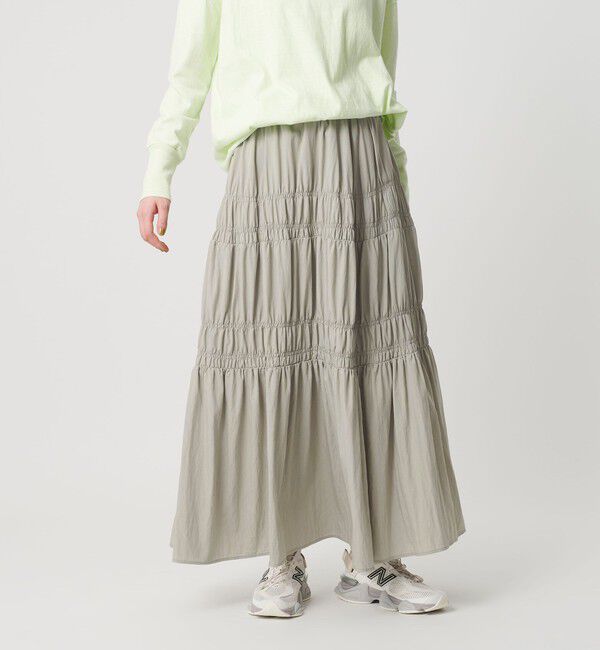BEAUTY&YOUTH UNITED ARROWS「レーヨンブレンド シャーリング ロングスカート」|スカート|LT.GRAY