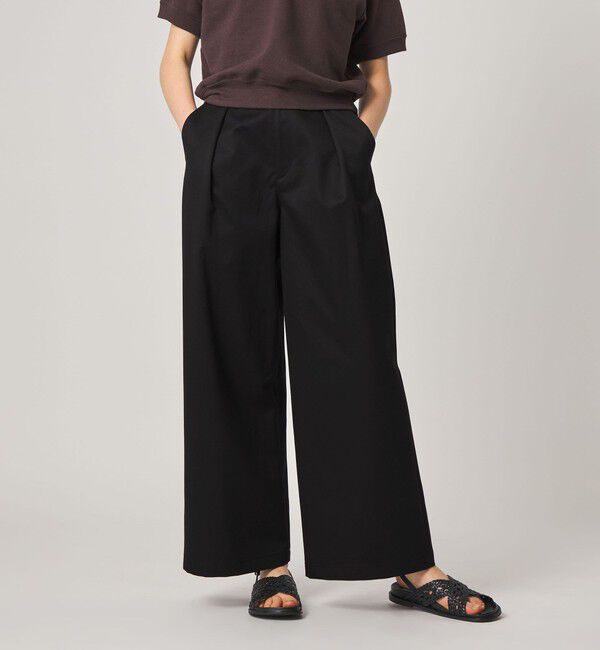 STEVEN ALAN「＜Steven Alan＞タック チノ ワイド トラウザー」|チノ|BLACK