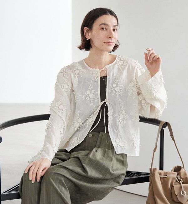 BEAUTY&YOUTH UNITED ARROWS「セルロースナイロン エンブロイダリーシャツ 2WAY」|シャツ・ブラウス|OFF WHITE