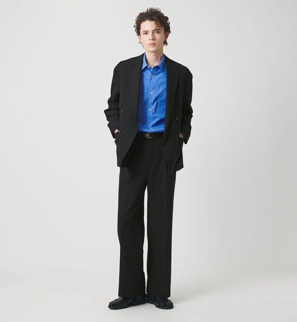 BEAUTY&YOUTH UNITED ARROWS「スリーク ウール リネン 1プリーツ トラウザー セットアップ対応」|チノ|BLACK