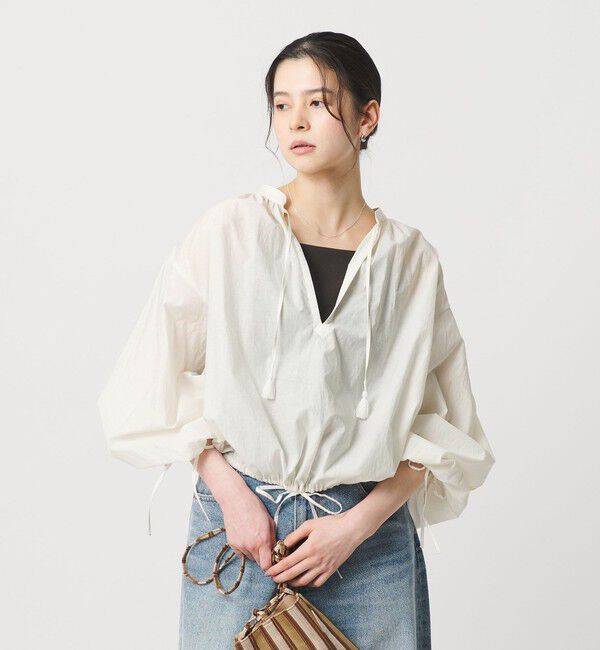 BEAUTY&YOUTH UNITED ARROWS「コットンナイロン ボリューム スキッパー ブラウス」|シャツ・ブラウス|OFF WHITE