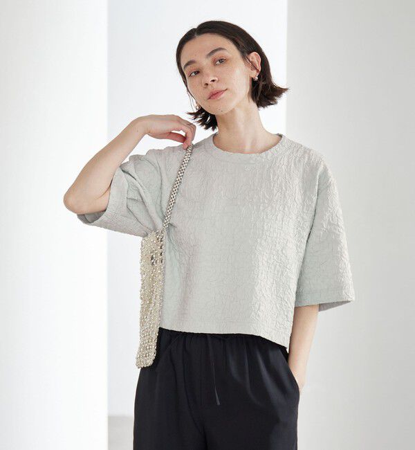 BEAUTY&YOUTH UNITED ARROWS「ジャガード クルーネック 6分袖 プルオーバー」|Tシャツ・カットソー|LT.BLUE