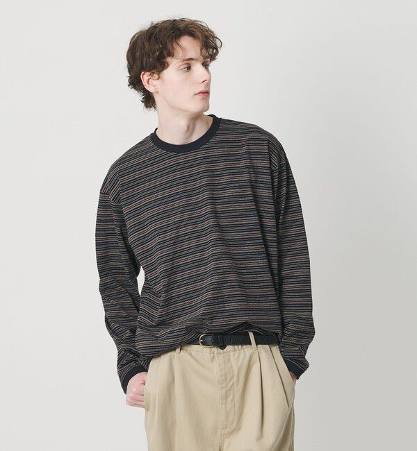 BEAUTY&YOUTH UNITED ARROWS「オルタネイトボーダー ボリュームスリーブ クルーネック カットソー」|Tシャツ・カットソー|BLACK