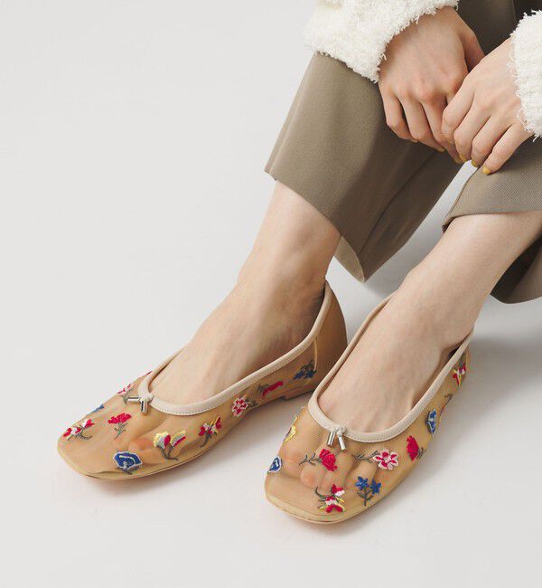 BEAUTY&YOUTH UNITED ARROWS「チュール フラワー エンブロイダリー バレエシューズ」|バレエシューズ|