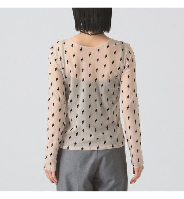 Ray BEAMS 「フロッキー プリント シアー ラウンドネック トップス」|Tシャツ・カットソー|