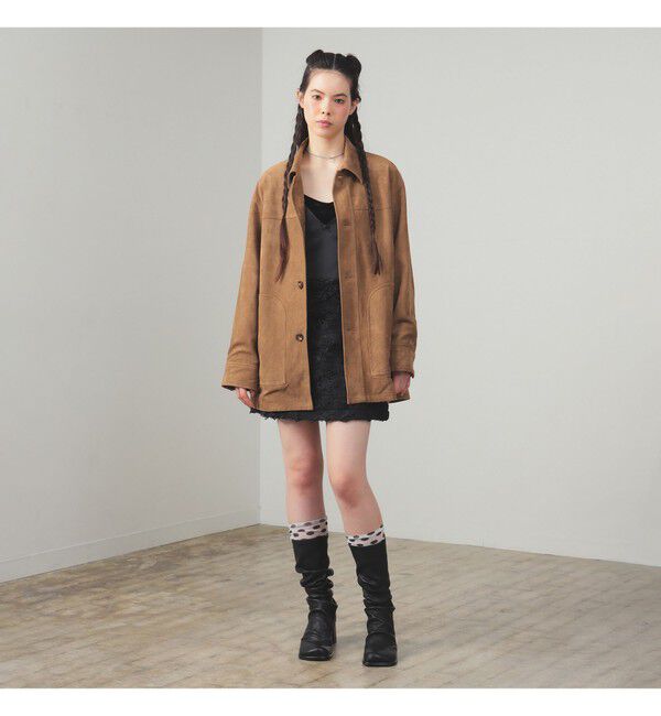 Ray BEAMS 「フェイク スエード ハーフ コート」|ダッフルコート|