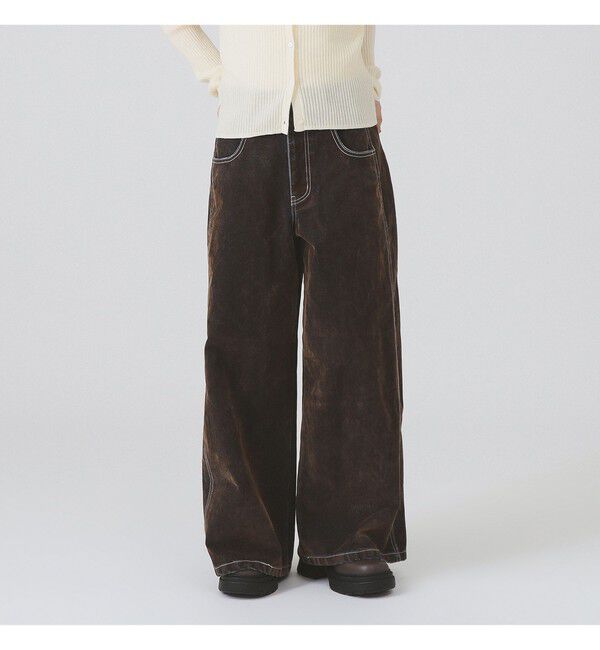 Ray BEAMS 「フロッキー デニム ワイド パンツ」|デニム|