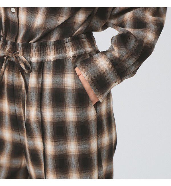 Ray BEAMS 「オンブレチェック ワイド パンツ」|チノ|