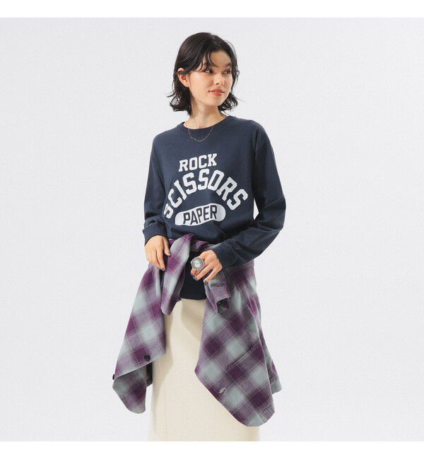 BEAMSBOY「【別注】SCREEN STARS / プリント ロングスリーブ Tシャツ」|Tシャツ・カットソー|NAVY