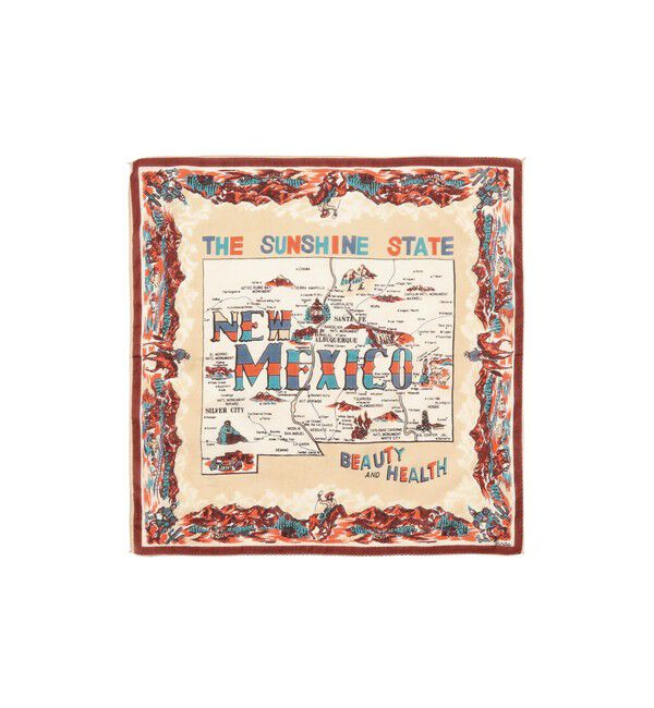 BEAMSBOY「BINDU / マップ プリント バンダナ 26S」|ハンカチ|BROWN