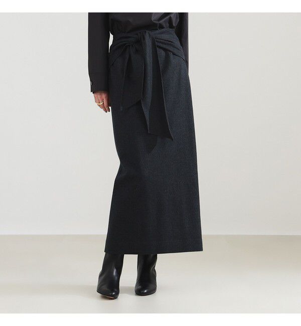 Demi-Luxe BEAMS 「ウール ジャージ リボン スカート」|スカート|CHARCOAL.GREY