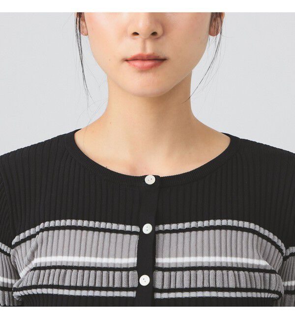 Ray BEAMS 「リブ マルチボーダー カーディガン」|カーディガン|