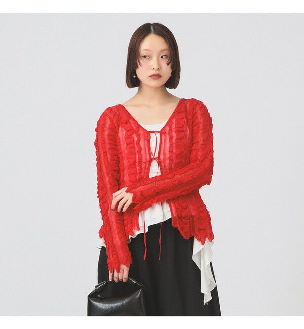 Ray BEAMS 「メッシュ ストライプ カーディガン」|カーディガン|