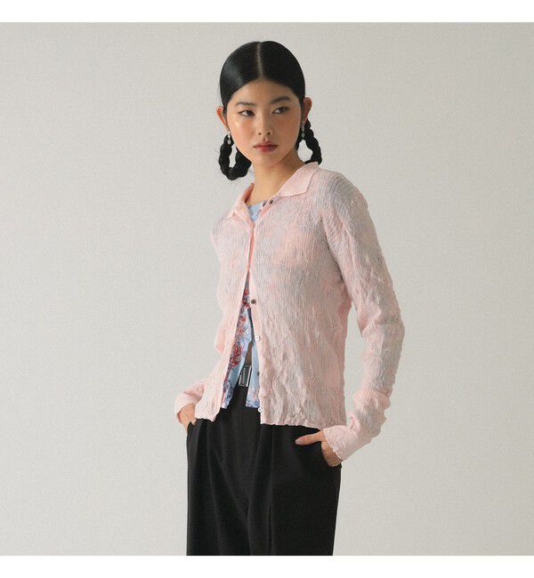 Ray BEAMS 「シアー リブ ニット ポロ カーディガン」|ニット・セーター|