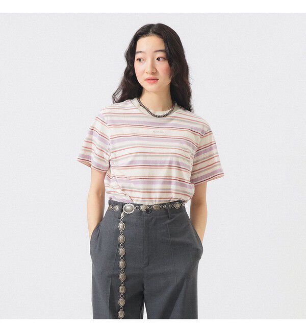 BEAMSBOY「エンブロイダリー マルチボーダー ショートスリーブ Tシャツ」|Tシャツ・カットソー|IVORY