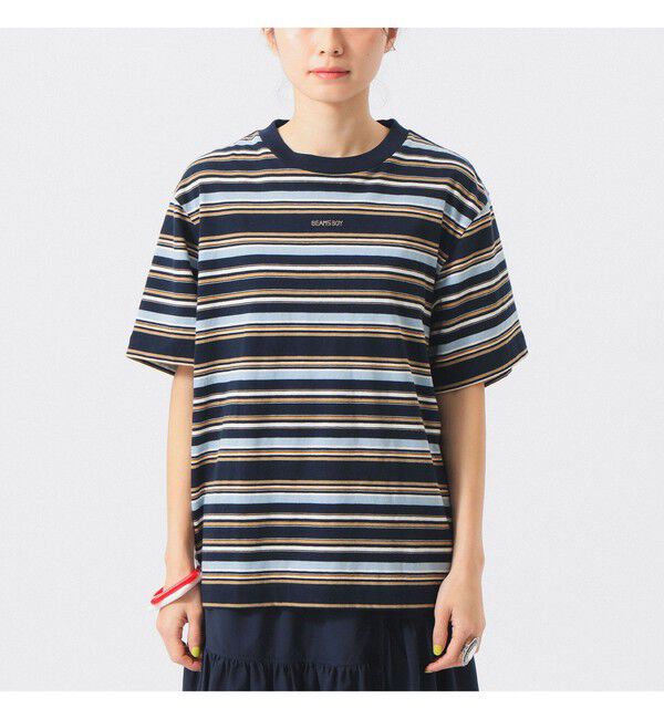 BEAMSBOY「エンブロイダリー マルチボーダー ショートスリーブ Tシャツ」|Tシャツ・カットソー|
