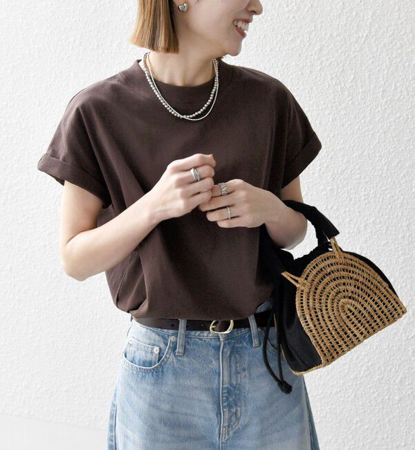 SHIPS any「SHIPS any:〈抗菌防臭/洗濯機可能〉USAコットン フレンチスリーブ TEE」|Tシャツ・カットソー|