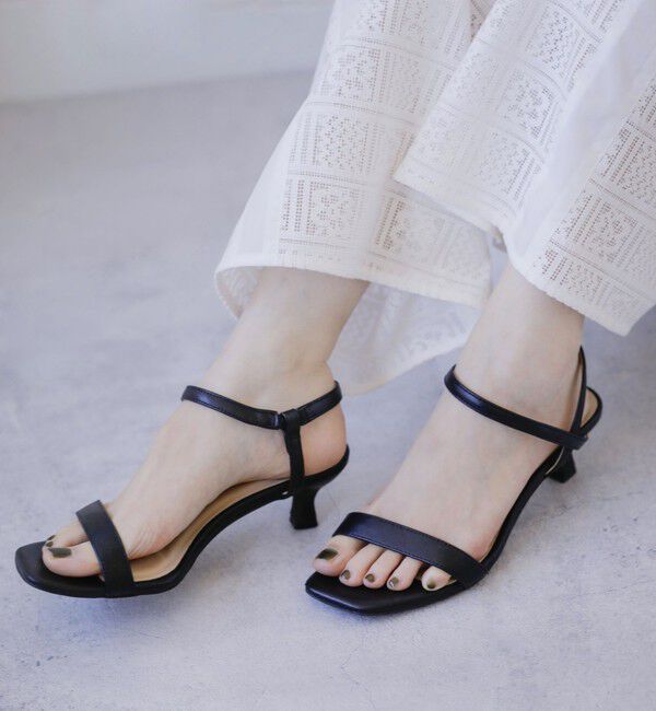 quaranciel「quaranciel: ストラップ ヒール サンダル」|サンダル|ブラック