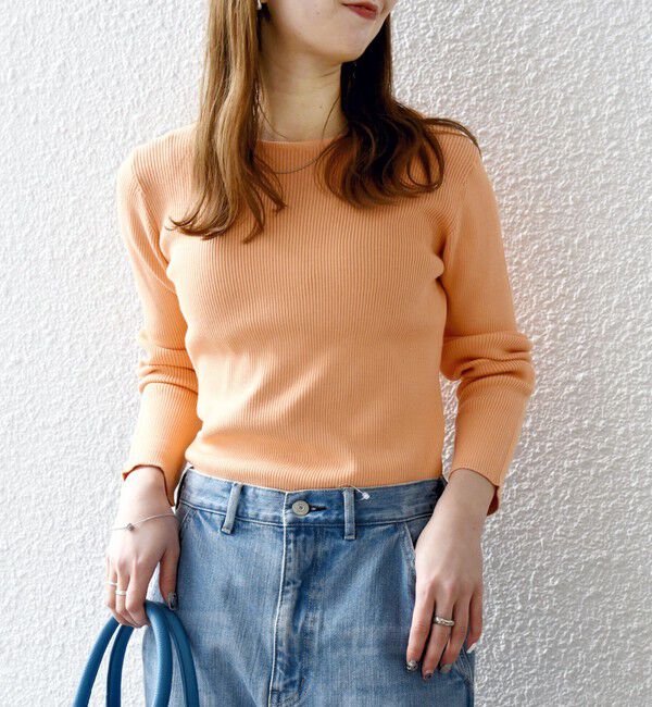 SHIPS any「SHIPS any:〈手洗い可能〉コットン クルーネック ベーシック リブ ニット」|ニット・セーター|オレンジ