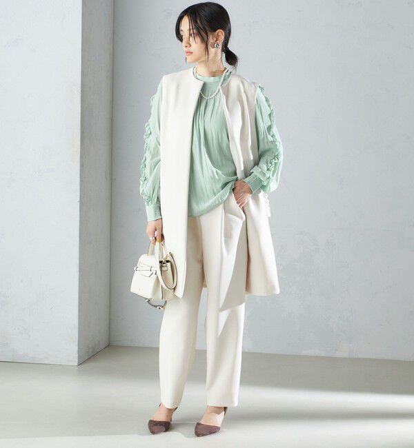 SHIPS for women「【SHIPS別注】kaene:〈洗濯機可能〉ハイストレッチ ダンボール フリル ジレ」|ベスト・ジレ|