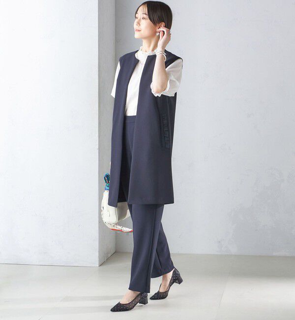 SHIPS for women「【SHIPS別注】kaene:〈洗濯機可能〉ハイストレッチ ダンボール フリル ジレ」|ベスト・ジレ|