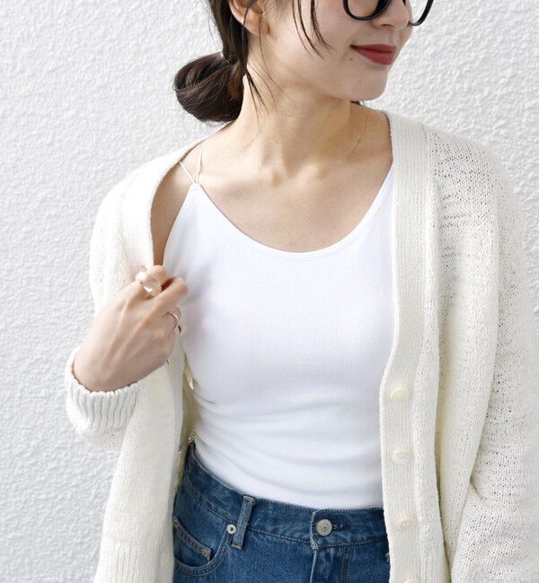 SHIPS any「FRUIT OF THE LOOM:〈洗濯機可能〉カップ付き クロス ブラキャミソール」|インナー|ホワイト