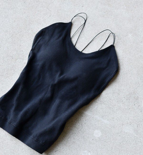 SHIPS any「FRUIT OF THE LOOM:〈洗濯機可能〉カップ付き クロス ブラキャミソール」|インナー|ブラック