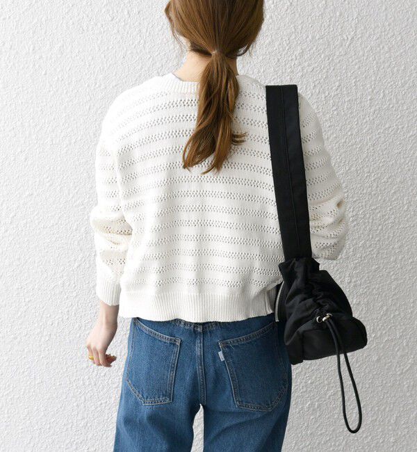 SHIPS any「SHIPS any: メッシュ ボーダー クルーネック カーディガン」|カーディガン|