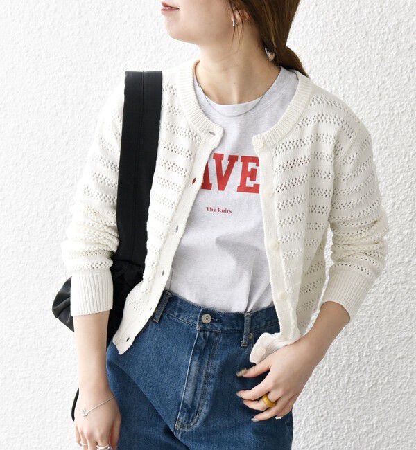 SHIPS any「SHIPS any: メッシュ ボーダー クルーネック カーディガン」|カーディガン|