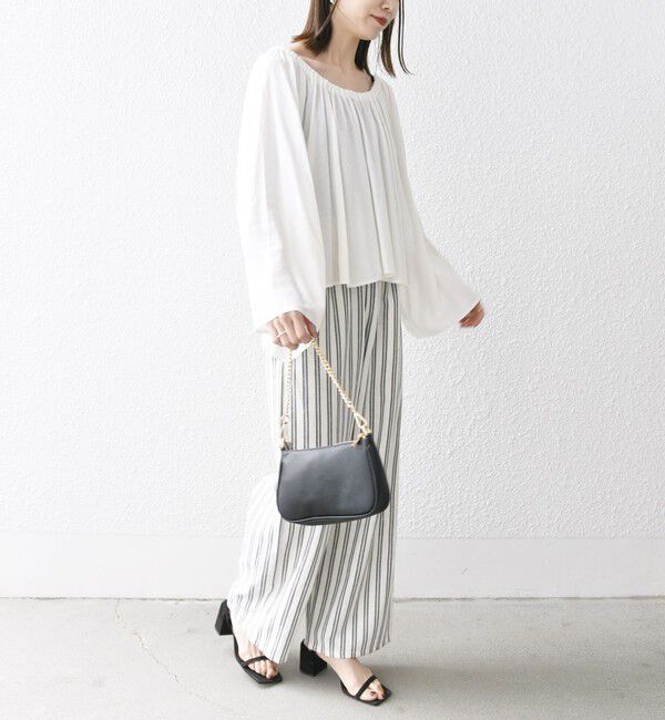 SHIPS any「SHIPS any:〈洗濯機可能〉リネン ミックス ギャザー リボン ブラウス」|シャツ・ブラウス|