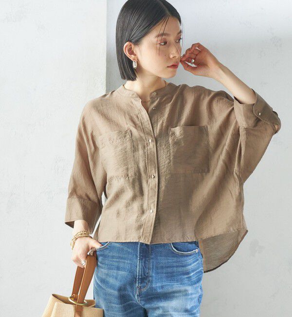 SHIPS for women「〈手洗い可能〉シルク混 シアー 羽織 シャツ」|シャツ・ブラウス|ライトブラウン