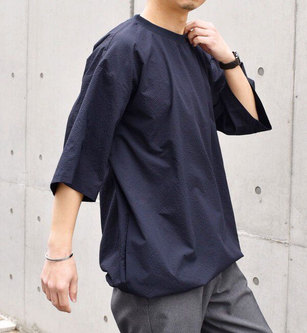 SHIPS any「SHIPS any: 〈撥水・軽量〉SOLOTEX(R) シアサッカー スピンドル Tシャツ◆」|Tシャツ・カットソー|ネイビー