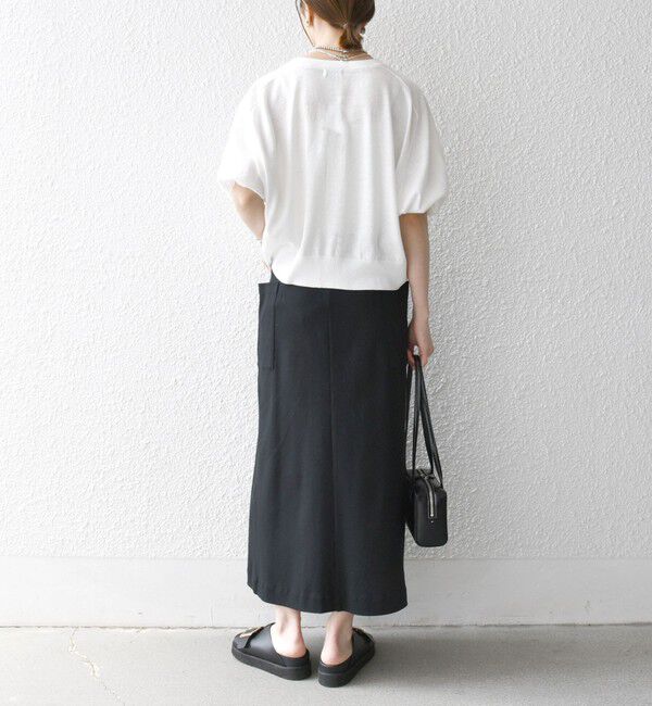 SHIPS any「SHIPS any:〈手洗い可能〉リネン ミックス ワイド パフ クルーネック シアー カーディガン」|カーディガン|