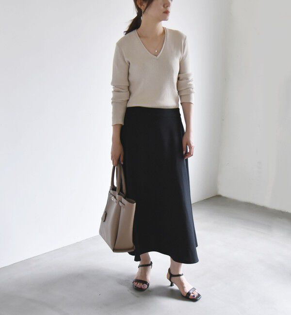 quaranciel「quaranciel:〈手洗い可能〉コットン Vネック リブ ニット」|ニット・セーター|