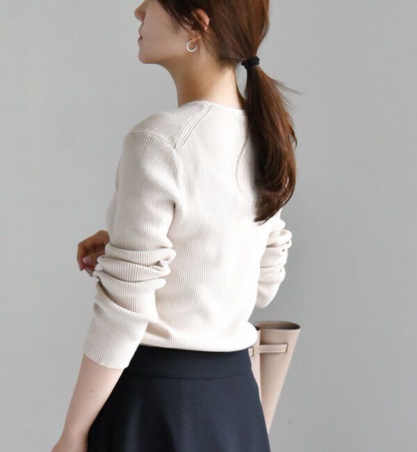 quaranciel「quaranciel:〈手洗い可能〉コットン Vネック リブ ニット」|ニット・セーター|