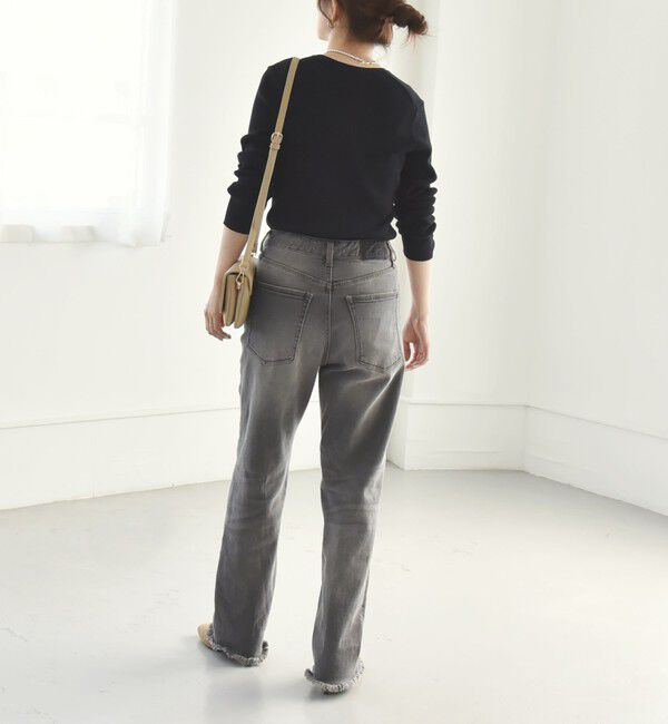 quaranciel「quaranciel:〈手洗い可能〉コットン Vネック リブ ニット」|ニット・セーター|