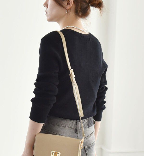 quaranciel「quaranciel:〈手洗い可能〉コットン Vネック リブ ニット」|ニット・セーター|