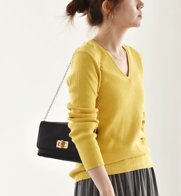 quaranciel「quaranciel:〈手洗い可能〉コットン Vネック リブ ニット」|ニット・セーター|