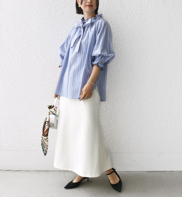 SHIPS for women「〈手洗い可能〉ニット ジョーゼット バック マーメイド スカート」|スカート|