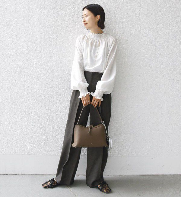 SHIPS for women「〈洗濯機可能〉シャーリング ネック 長袖 ブラウス」|シャツ・ブラウス|